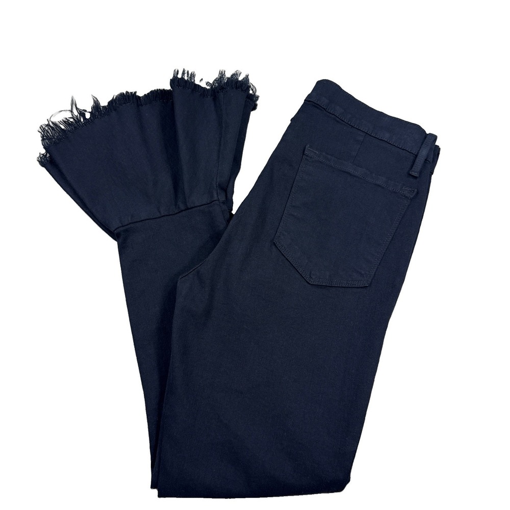 FRAME Jeans Womens 30 Black Denim Flare Flounce Raw Edge Hem Le Skinny De Jeanne